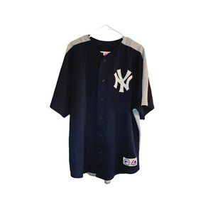 vintage Yankees Men's button down Jersey size XL 90's perforated blue gray‎